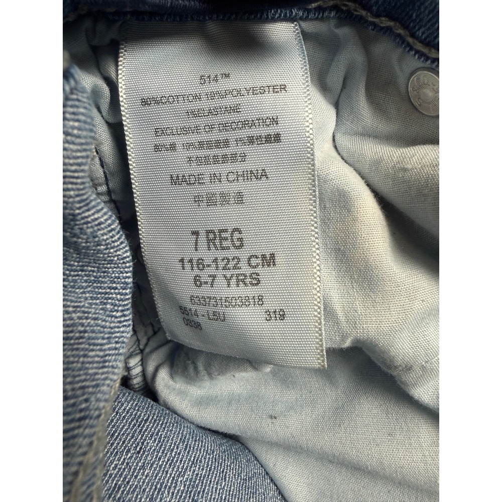 Levis 514 Straight Leg Jeans Kids Size 7 Regular Light Wash Adjustable Waist - Picture 6 of 7